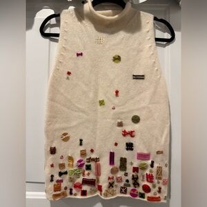 Cruciani 100% Cashmere Sleeveless Roll Necklace Sweater Made in Italy